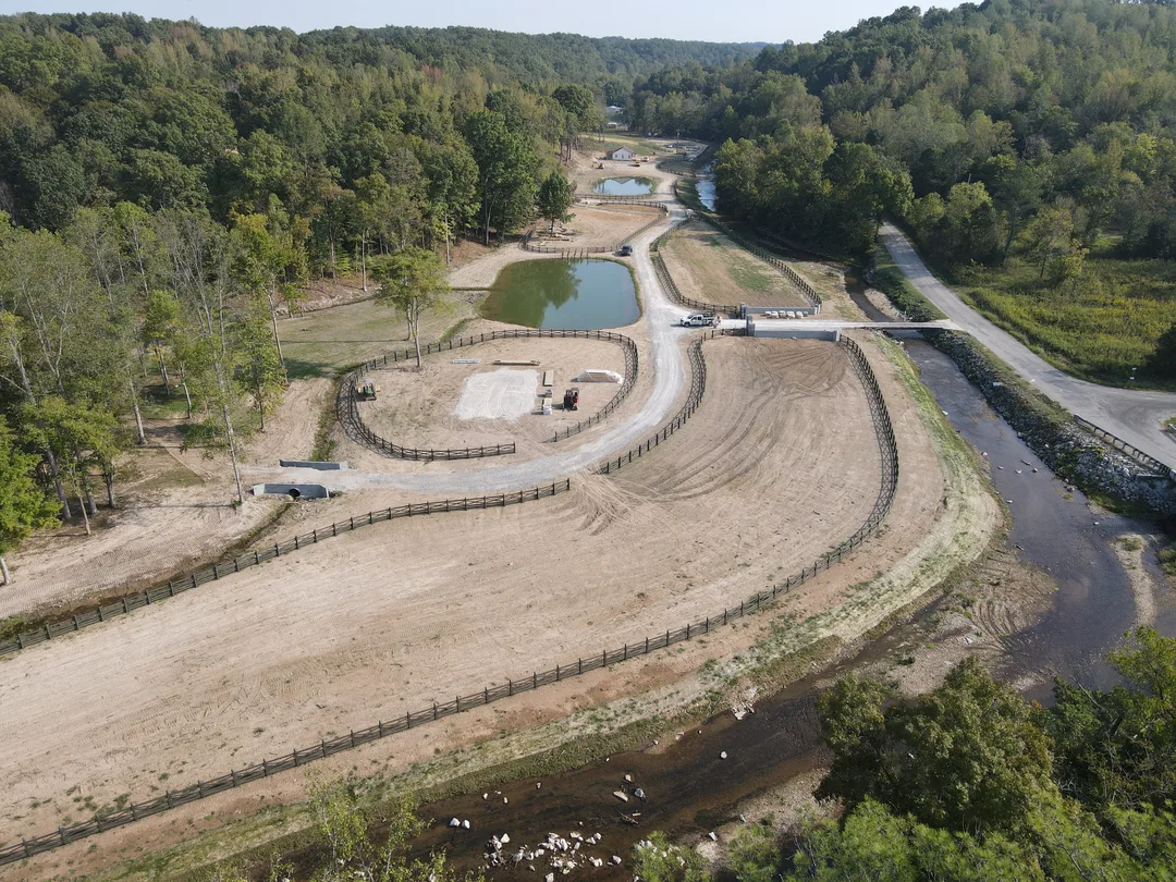 Large-scale earthwork along a reshaped creek corridor
